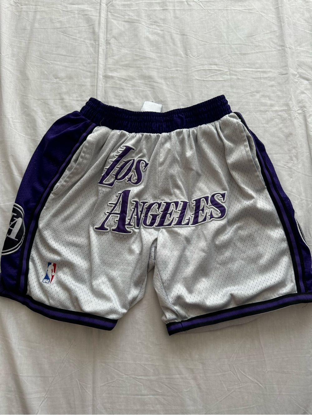 Los Angeles Lakers Mesh Basketball Shorts Purple Silver Men’s Size M NBA Style